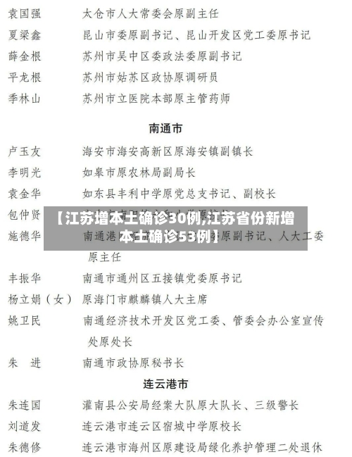 【江苏增本土确诊30例,江苏省份新增本土确诊53例】