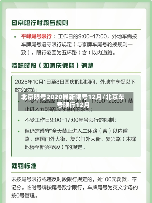 北京限号2020最新限号12月/北京车号限行12月