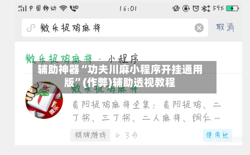 辅助神器“功夫川麻小程序开挂通用版”(作弊)辅助透视教程