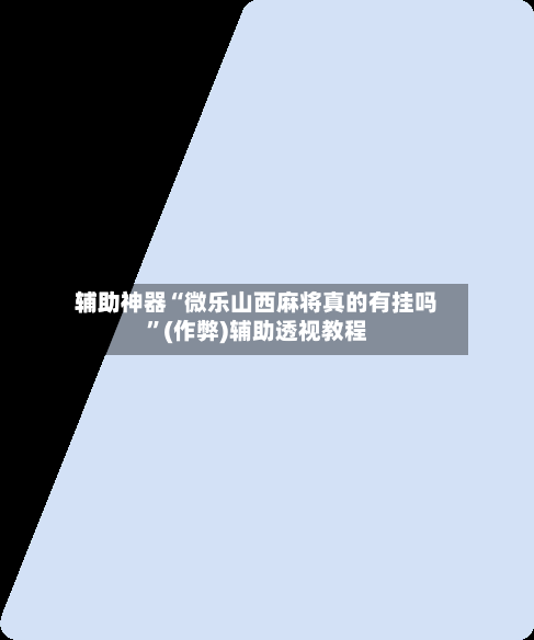 辅助神器“微乐山西麻将真的有挂吗”(作弊)辅助透视教程-第2张图片
