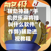 辅助神器“手机微乐麻将挂叫什么软件”(作弊)辅助透视教程-第3张图片