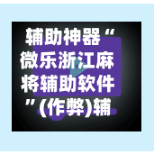 辅助神器“微乐浙江麻将辅助软件	”(作弊)辅助透视教程-第3张图片