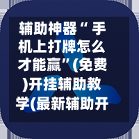辅助神器“ 手机上打牌怎么才能赢”(免费)开挂辅助教学(最新辅助开挂教程)-第2张图片