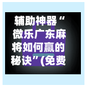 辅助神器“ 微乐广东麻将如何赢的秘诀”(免费)开挂辅助教学(最新辅助开挂教程)-第3张图片