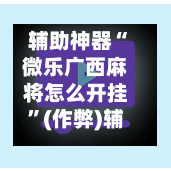 辅助神器“微乐广西麻将怎么开挂”(作弊)辅助透视教程-第2张图片