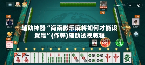 辅助神器“海南微乐麻将如何才能设置赢”(作弊)辅助透视教程