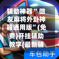 辅助神器“ 微友麻将外卦神器通用版”(免费)开挂辅助教学(最新辅助开挂教程)-第3张图片