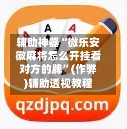 辅助神器“微乐安徽麻将怎么开挂看对方的牌”(作弊)辅助透视教程-第2张图片