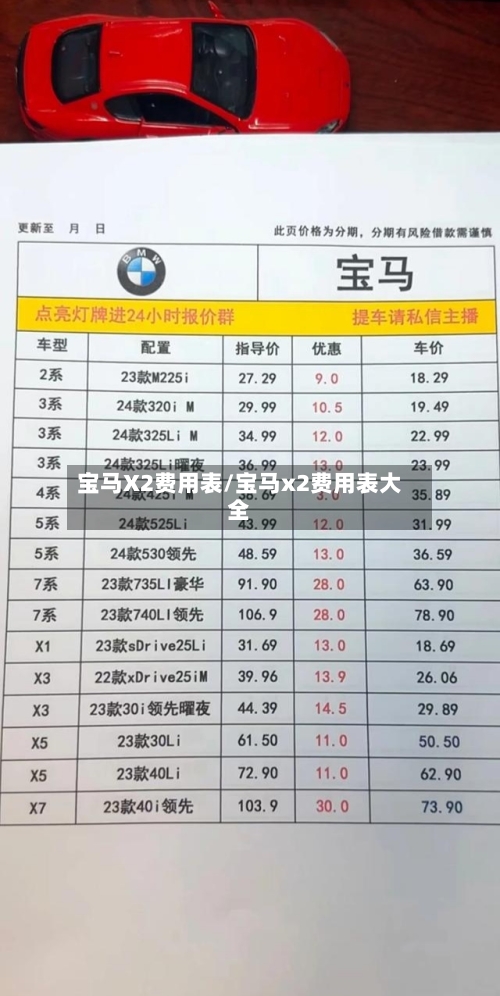 宝马X2费用表/宝马x2费用表大全